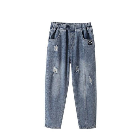 Spring And Autumn Children's Jeans Fashion Broken Pants